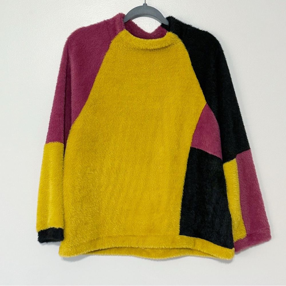Lisa‎ Bayne Color Block Fuzzy Sweater Size Large